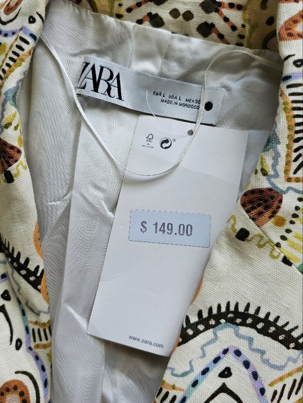 Zara Paisley Print Cotton Linen Blend Blazer Pant Set - Picture 9 of 11